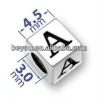 4.5mm Square Silver Greek Letter Beads Alpha