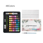 48-Color Watercolor Solid Paint Tool Set Student Brush Album Acrylic DIY Art Supplies for Beginners