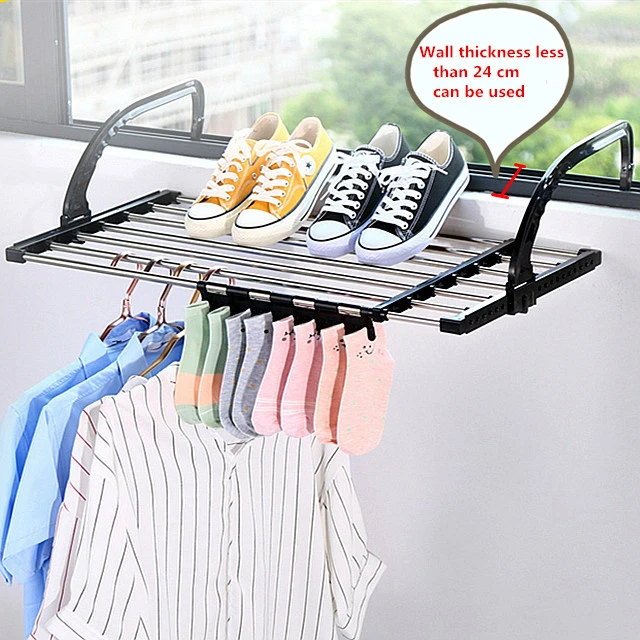 50-95cm Plastic  stainless steel Telescopic clotheswall-mount telescoping racks hanger stand for clothes laundry drying