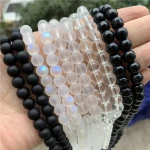 50pcs/strand  8mm round glass beads black matte  beads for jewelry making jewelry diy accessories