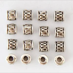 5*5mm Wholesale Antique Silver Tube Shaped Alloy Spacer Beads Large Hole Metal Hollow Beads