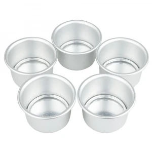 5Pcs 2Inch Heat-resistant Baking Molds Round Mini Cake Pan Aluminum Alloy Removable Bottoms DIY Baking Tools Cake Mould