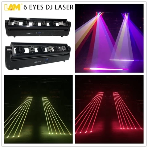 6 Eye 500mw RGB 3IN1 Full Color Laser Moving Head Beam Bar Light 6 Head Moving Head Laser Lights For Night Club