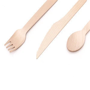 6.5" utensils Eco-Friendly Biodegradable 100 forks 50 spoons 50 knives Disposable Wooden Cutlery set