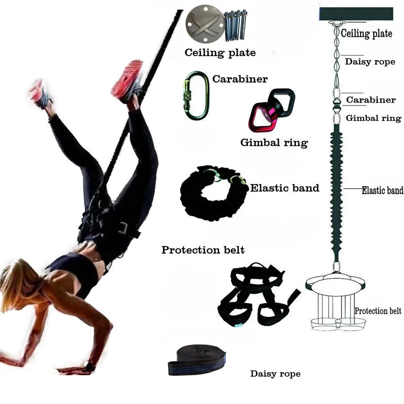 65kg Fitness equipment Aerial Yoga Cord Pilates Elastic Suspension Sling Trainer Bungee Dance Pull Rope