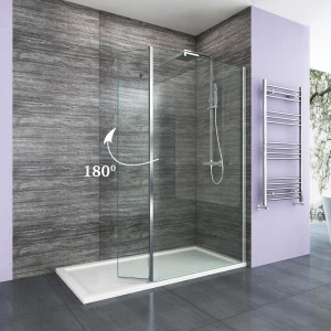 800mm Walk in Wetroom Shower Enclosure 8mm Easy Clean Glass Screen Panel with 300mm Return Panel