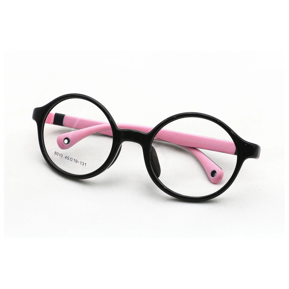 8010 Latest Silicon Kids Friendly Eyeglasses Round Rubber Plastic Optical Frames for children