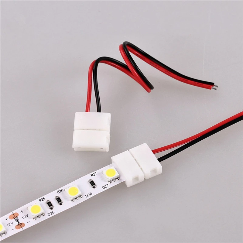 8mm 2 pin Led Strip Light Connector  with Solder Clip on Single Color LED Tape
