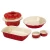 Import 8pcs red stoneware complete useful rectangle bakeware set baking tray sets custom round large ceramic casserole dish with lid from China