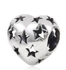 925 Sterling Silver Christmas Starry Heart Jewelry Custom Metal Logo Beads