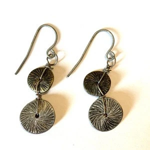925 Sterling Silver Dangle Earrings with Fishhook Back Unique Pinwheel Design