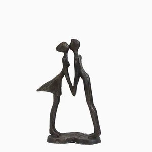 Abstract famous metal crafts bronze kissing couple sculptures