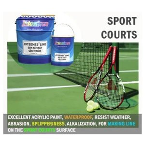 Acrylic Paint, resist water, weather, abrasion, slipperiness for making line on Sport Courts surfaces JOTEENES LINE