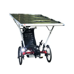 Aluminum Alloy Frame Outdoor Traveling Rear Suspension Velo Electric Solar Tricycle Recumbent Bicycle