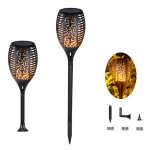 Amazon Hot Sale LED Flame Light Outdoor Garden Lawn Light Garden Landscape Torch Lamp Waterproof Simulation Flame Solar Light