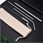 amazon top seller new products 2021 sliver stainless steel straw set with pouch
