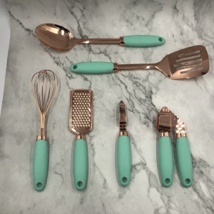 America hot selling unique design in stock 4pcs stainless steel utensil set with copper finished