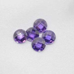 Amethyst Round Double Checkerboard Cubic Zircon For Jewelry
