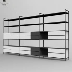 Antique metal bookshelf cabinet 5 shelf bookcase industrial style bookcase iron pipe shelf meubles de salon de coiffure