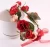Import baby artificial silk flowers hair accessories girls red roses garland green leaf gold heads wreath newborn wedding headband from China