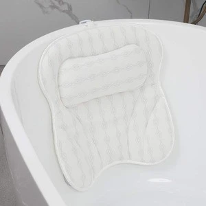 Bath Pillow Thicken Bathtub Pillow for Tub, 6 Powerful Suction Cups and 3D Air Mesh Breathable Spa Bath Pillows for Women &amp; Men