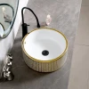 Bathroom Golden Electroplating Wash Round Ceramic Art Basin Mini Ceramic Bathroom Sink