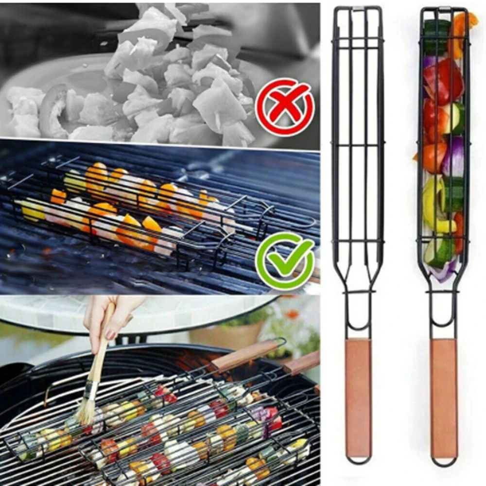 BBQ Grill Mesh Stainless Steel Barbecue Meshes Portable Fish Grilling Mesh Barbecue Basket Tools Kitchen Accessories