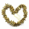 BE1762 Gold Titanium Electroplated Nugget Beads Golden Crystal Point Quartz Loose Beads Strands in 15.5 Inch