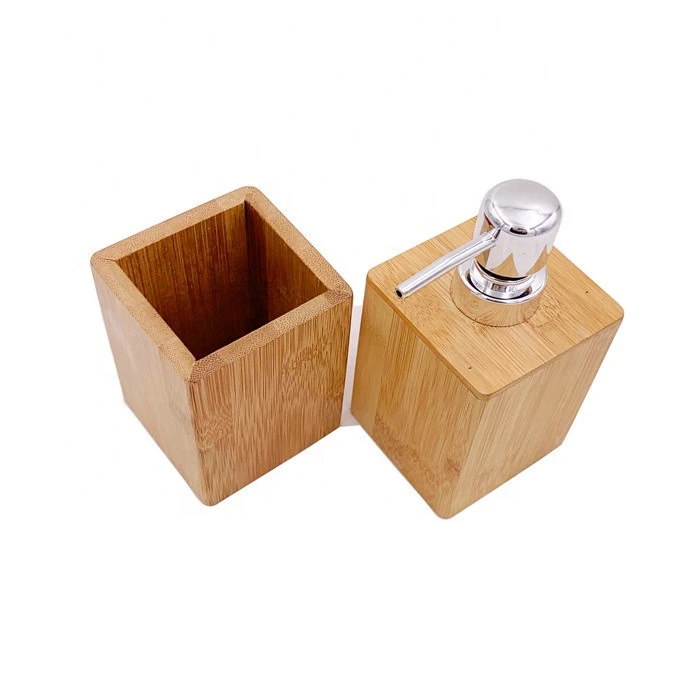 beautiful bamboo and ceramic over sink bath set Wholesale Simply Bath Accessory Ceramic Bamboo Lotion Dispenser