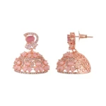 Beautiful Rose Gold Plated Rose Quartz Necklace and Earring Jewelry sets for women pink stone cz jewelry fashion necklaces