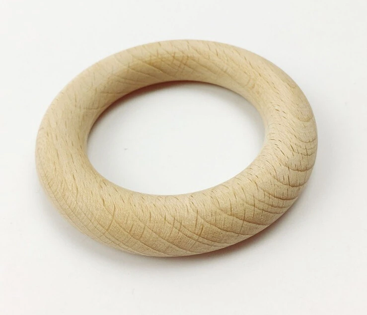 Beech wooden ring teether Nature Organic 70mm Baby Teething Toy Accessories For Necklace/Bracelet Eco-friendly Unfinished Wood
