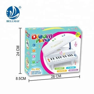 Bemay Toy Plastic Mini Musical Instrument 14keys piano toy with light educational toy piano