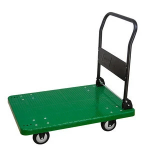 Best Selling four wheel mute plastic platform trolley hand cart caster folding warehouse