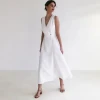 Bettergirl New High Quality Cotton&Linen Dress For Women Loose V-neck Sleeveless Midi Casual Sweet Womens Dresses