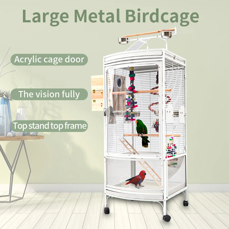 Bird cage accessories acrylic big bird parrot cage white