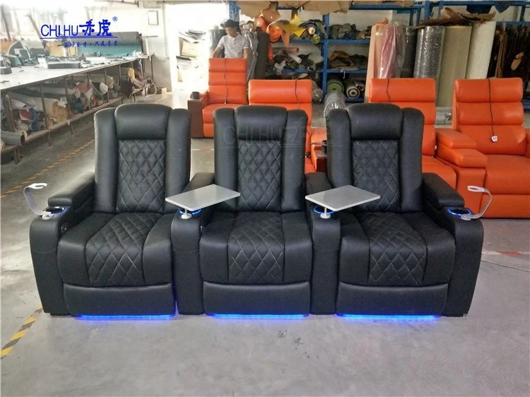 Black Leather Home Theater Recliner Sofa Modern Design Hot selling Leisure Adjustable Electric Movie Cinema Seats