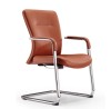 Brown Leather Sled Base Meeting Chair