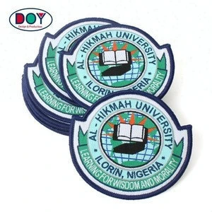 Bulk High Quality Merrow Custom Name Logo Machine Woven Badges for School Uniform Clothing and Bag
