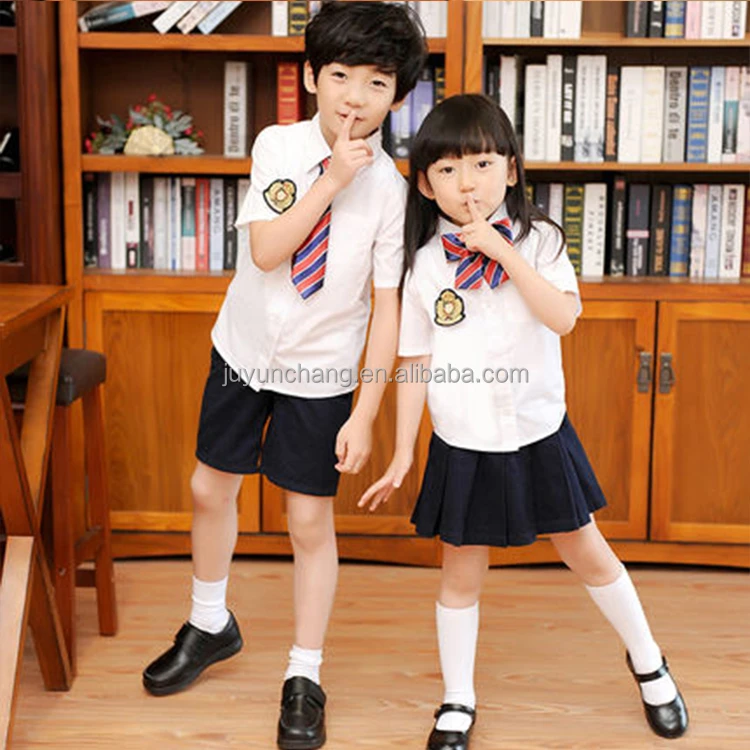 bulk kindergarten female summer short-sleeved shirt school uniform design with pictures