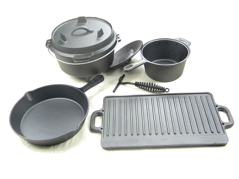Camping cast iron cookware set wholesale non-stick cookware
