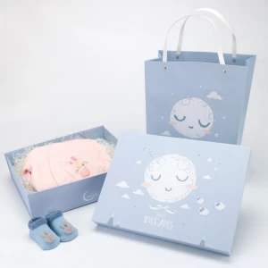 cartoon mother and baby gift box baby full moon clothing packing box folding gift box