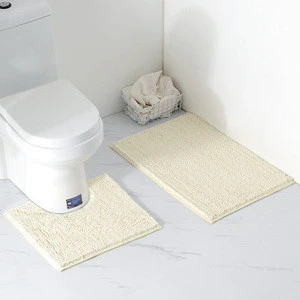 (CHAKME) Chenille bathroom routine set spot shaggy toilet mat set bathroom mat set 2 piece
