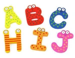 cheap cartoon Fridge magnets magnetic letter of 26 education kids wood toys for sale