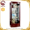 cherry color storage shelves modern showcase living room cabinets glass curio wine display bar cabinet wood rack with led light
