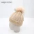 Import Children print cuff beanie hat with removable raccoon fur pom pom from China