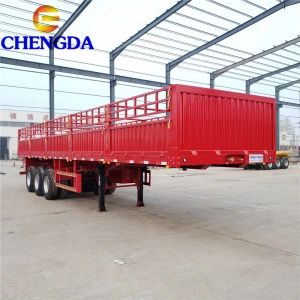 China 3 Axles 40 Ton Sugar Cane Livestock Bulk Cargo Transport Cargo Fence Semi Trailer