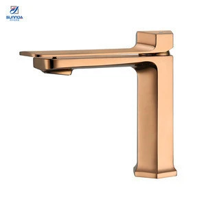 China Cheap Rose Gold Plated Sanitary Ware Bathroom Taps Single Handle Bath Sink Basin Faucet