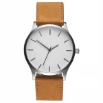 China Private Label Big Dial Fashion Quartz Watch PU Leather Men Quartz Wrist Watch
