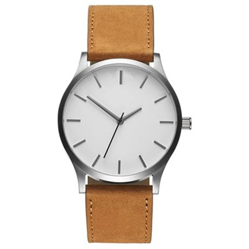 China Private Label Big Dial Fashion Quartz Watch PU Leather Men Quartz Wrist Watch