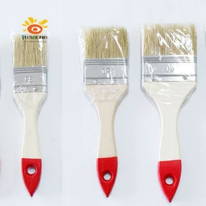 Chinese factory natural bristle paint brush wooden handle with red tip